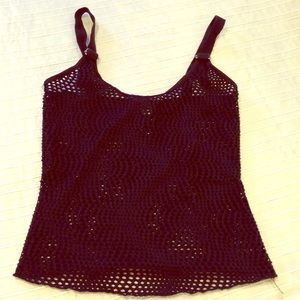 Black Cut Out Mesh See Thru Tank Top